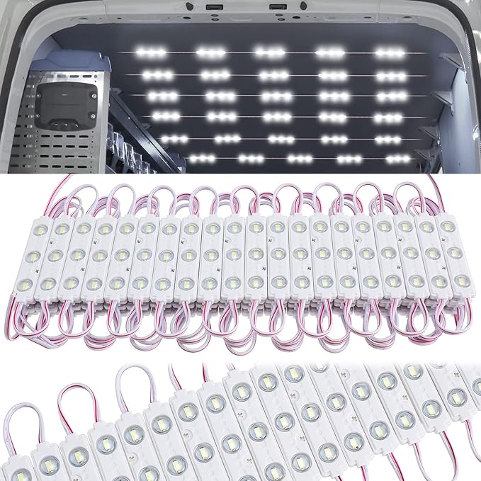 12V 300 LEDs Interior Van Light, White LED Ceiling Lighting Kits for Van RV Truck Boats Bus Cargo Trailers Lorries Transit Auto Vehicle, 100 Modules