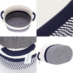 Hinwo Oval Cotton Rope Storage Basket Collapsible Nursery Storage Box Container Organizer with Handles, 16 x 13 inches, Off W