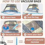 Cozy Essential Vacuum Storage Bags, 80% Compression Vacuum Seal Space Saver Plastic Packaging Bags for Clothes, Blankets, Pil