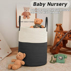 JMvicyroam Large Woven Laundry Basket Hamper,80L Cotton Rope Storage Bin for Blankets,Toys and Clothes,Decorative Tall Nurser
