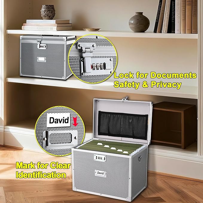 File Storage Cabinet File Organizer Document Organizer File Box in Office and Home with Combination Lock with 20 Letter Size 
