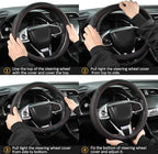 West Llama Customized Auto Car Steering Wheel Cover for Chevy 14.5-15 inches, Steering Wheel Cover for Chevrolet (Black+Red -