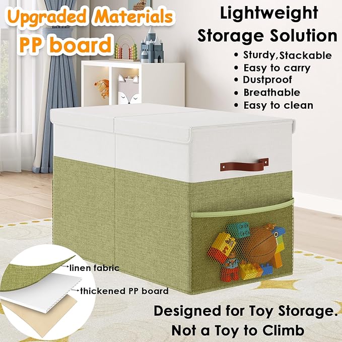 Large Toy Storage Box with Lid Upgraded Toy Storage Chest Organizer with Divider Foldable Toy Bin for Kids Boys Girls Playroo