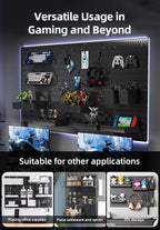 Wall Organizer Peg Board - Elevate And Declutter Your Gaming And Office - Create A Perfectly Structured Space(Black)