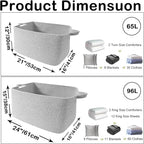 96L Large Blanket Basket,24"x16"x15"Rectangle Storage Bin with Handles,Woven Rope Laundry Basket for Toys, Clothes,Magazines,