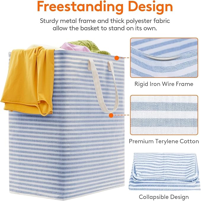 Lifewit 1 Pack Laundry Basket 100L Each, Collapsible Clothes Hamper with Reinforced Handles, Freestanding Waterproof Design f