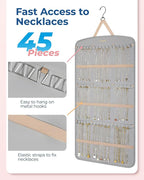 BAGSMART Hanging Jewelry Organizer, Necklace Holder Anti-tangle Earrings Rings Hanger with Pockets Hang on Closet, Wall, Door