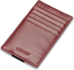 HISCOW Car Sun Visor Card Holder with Elastic Band Fastener - Italian Calfskin (Wine Red)