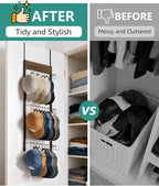 FANGSUN 3-Tier Over the Door Hat Rack with 30 Movable Hooks – Wall Mounted Hat Organizer for Baseball Cap Storage, Cap Holder
