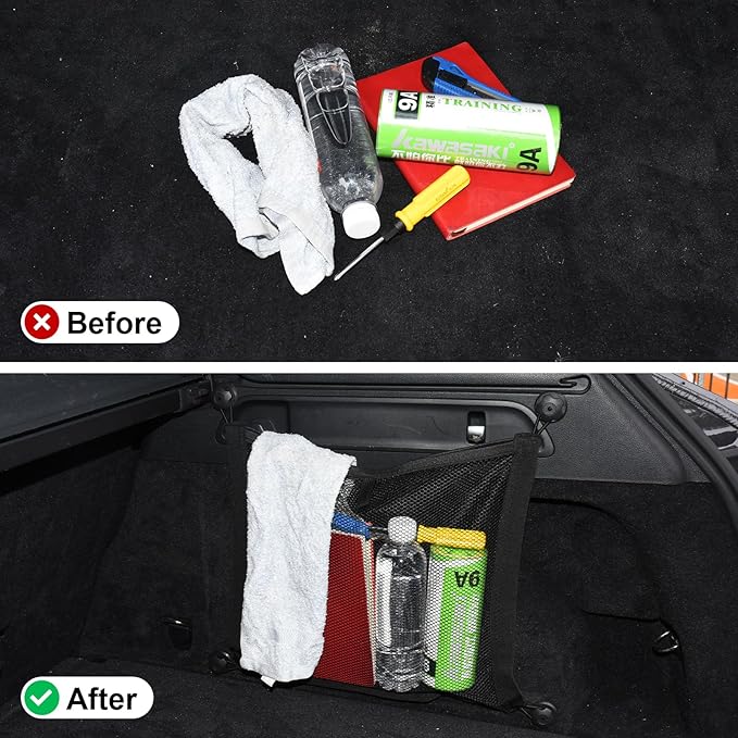 2 Pack Small Cargo Net Pocket Storage Mesh Netting Organizer with 8 PCS Mounting Screws for Car RV SUV Camper Boat 15.7 x