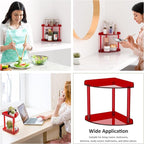 Sezanrpt 2 Tier Countertop Corner Organizer Shelf 7x7x8 Inch, Red Acrylic Bathroom Corner Shelf for Countertop, Vanity Storag