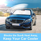 TINGLU Sun Shade for Mercedes Benz C Class W205 C250 C300 C400 2015-2021 Accessories Windshield Sun Shade Window Shade UV Rays Protection Sun Visor Cover with Steering Wheel Sunshade Storage Bag