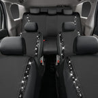 CAR PASS Bling Diamond Car Seat Covers, Shining Rhinestones Waterproof Faux Leather, 7 Seats 3 Rows with Zipper Glitter Crystal Sparkle Strips Universal Fit 95% MPV,SUV,CAR for Women Girl, Black