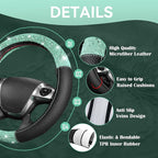 CAR PASS Universal Mint Leather Lace Car Seat Covers Full Set for Women Girls, Waterproof Car Floor Mats Carpet, Glitter Stee
