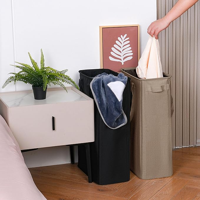 efluky Slim Laundry Basket, Narrow Laundry Hamper with Handles, Collapsible Dirty Clothes Hamper, Tall Laundry Bin for Laundr