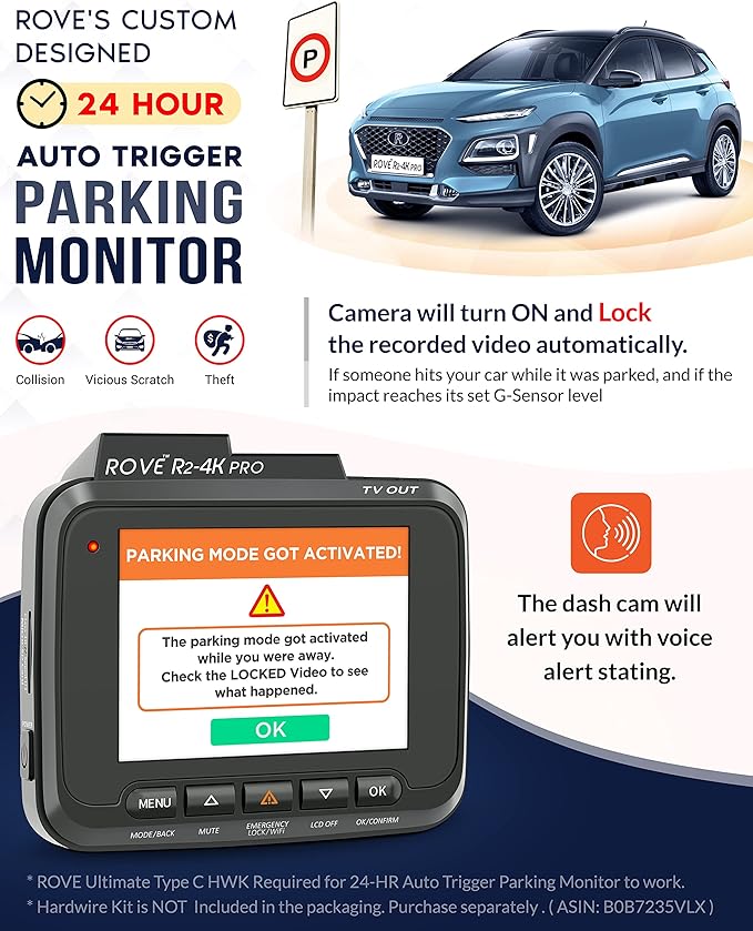 ROVE R2-4K PRO Dash Cam, Built-in GPS, 5G WiFi Dash Camera for Cars, 2160P UHD 30fps Dashcam with APP, 2.4" IPS Screen, Night