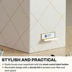 Bigso John Fiberboard Label Frame Desktop File Storage Box - Document Organizer for Important Paperwork - Durable Hanging Fil