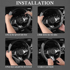 CAR PASS Faux Leather Steering Wheel Cover and Waterproof Car Floor Mats,Universal Car Combo Fit for 95% Sedan,SUV,Cars,14.5-15inch Sporty Anti-Slip Safety Comfortable Design(Black＆Gray)