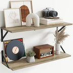 Floating Shelves with Black Metal Brackets Set of 2,30" Wx8 D Wall Mounted Shelves Floating Bookshelf,Hanging Storage Shelf f