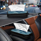 Car Tissue Holder Car Visor Organizer Tissue Box Holder for Car Sun Visor Organizer with Car Vehicle Accessories Essentials Interior for Women Men TealBlue WaveRidge FineLines LayeredWaves