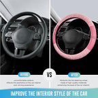 Road Comforts Leopard Steering Wheel Cover for Women, Cute Anti-Slip Microfiber Leather, Universal Fit 14.5-15 Inch Round Ste