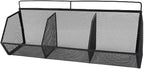 Metal Wire Basket, 3 Grids Wall Hanging Baskets, Wall Mount Slanted Opening Storage Organizer for Kitchen Bathroom Laundry Ro
