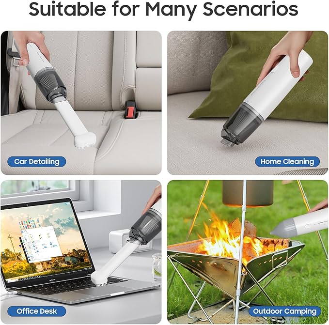 Handheld Vacuum Cordless, Car Vacuum Portable with 2 Suction Modes, Blow & Suction 2-in-1, Mini Vacuum Cleaner Rechargeable f