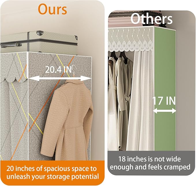 Large Portable Closets for Hanging Clothes | Heavy Duty Clothes Rack with Cover Foldable | Max Load 1000LBS Portable Wardrobe