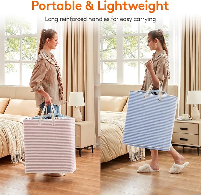 Lifewit 2 Pack Laundry Basket 100L Each, Collapsible Clothes Hamper with Reinforced Handles, Freestanding Waterproof Design f