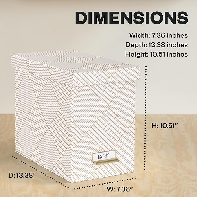 Bigso John Fiberboard Label Frame Desktop File Storage Box - Document Organizer for Important Paperwork - Durable Hanging Fil