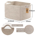 COMFY-HOMI 3PACK Cotton Rope Woven Basket With Handles for Shelves, Toy, Book, Cloth Storage Basket for Organizing|13.5" x 11