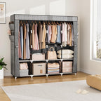 VTRIN Portable Closet for Hanging Clothes 67 Inch Wide Large Capacity Portable Wardrobe Closet with Cover, 4 Storage Shelves 