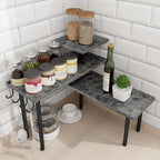Homode Kitchen Countertop Organizer, 3 Tier Corner Shelf Bathroom Counter Organizer, Wooden Counter Shelf Stand Space Saver, 
