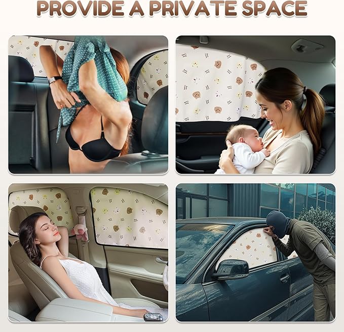Aokway Car Window Shade (2Pack)-UV-Blocker magnetic Car Window Sun Shade for Baby 99% UV Protection Fit SUV/Sedan/Minivan | Roll Windows Down, Privacy car covers Safe for baby- Car Seat Sun Protection