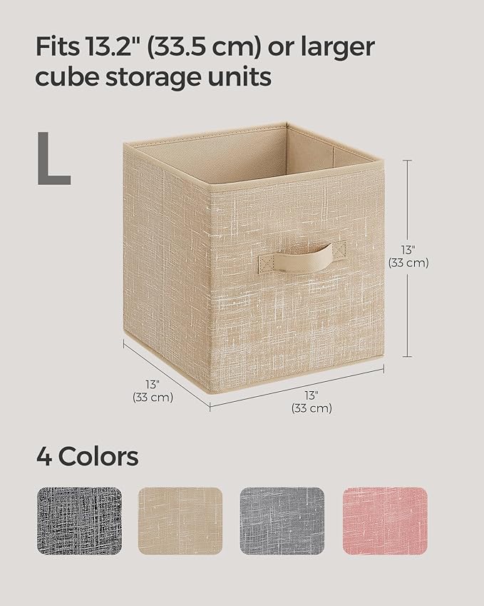 SONGMICS Storage Cubes, 13 x 13 x 13 Inches Non-Woven Fabric Bins with Double Handles, Set of 8, Closet Organizers for Shelve