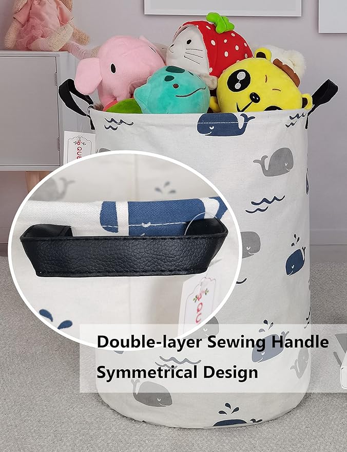 QUEENLALA Large Storage Basket,Laundry Hamper/Bathroom/Home Decor/Collapsible Round Storage Bin,Boys and Girls Hamper/Boxes/C