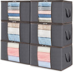 Lifewit 6 Pack Clothes Storage Bins with Lids, Foldable Blanket Storage Bags with Zippers, Clear Window and Reinforced Handle