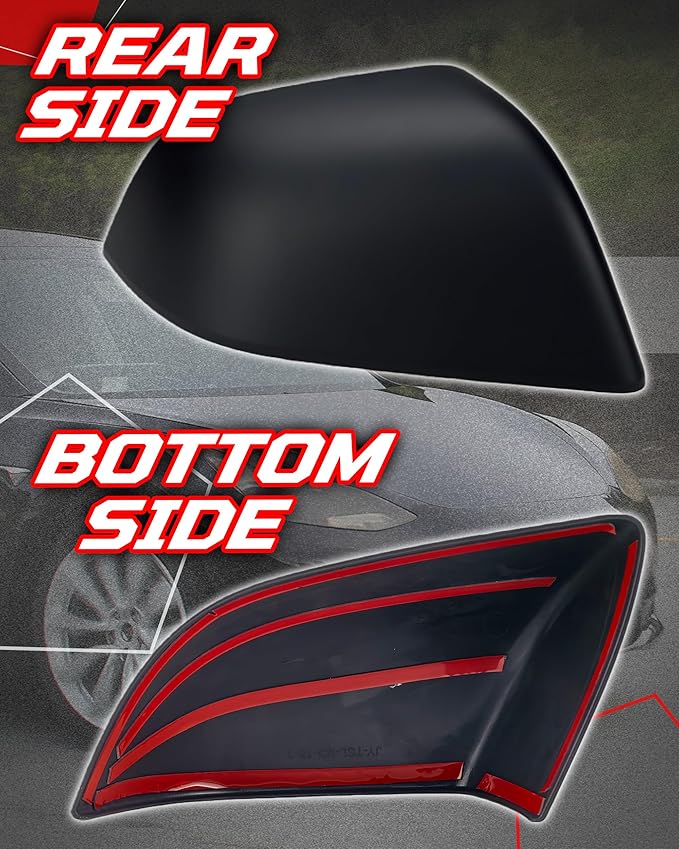 Side Mirror Caps Cover Compatible with Tesla Model 3 2017 2018 2019 2020 2021 2022 2023 2024 2025 Matte Black Mirror Covers