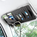 alpmosn Sun Visor CD Case Holder for Car - Multi-Function Visor Organizer with CD/DVD Storage, Eyeglass Clip, Card Slots & Pen Holder, Durable Leather Car Accessories (Black)