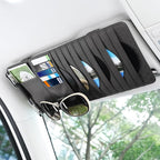 alpmosn Sun Visor CD Case Holder for Car - Multi-Function Visor Organizer with CD/DVD Storage, Eyeglass Clip, Card Slots & Pen Holder, Durable Leather Car Accessories (Black)