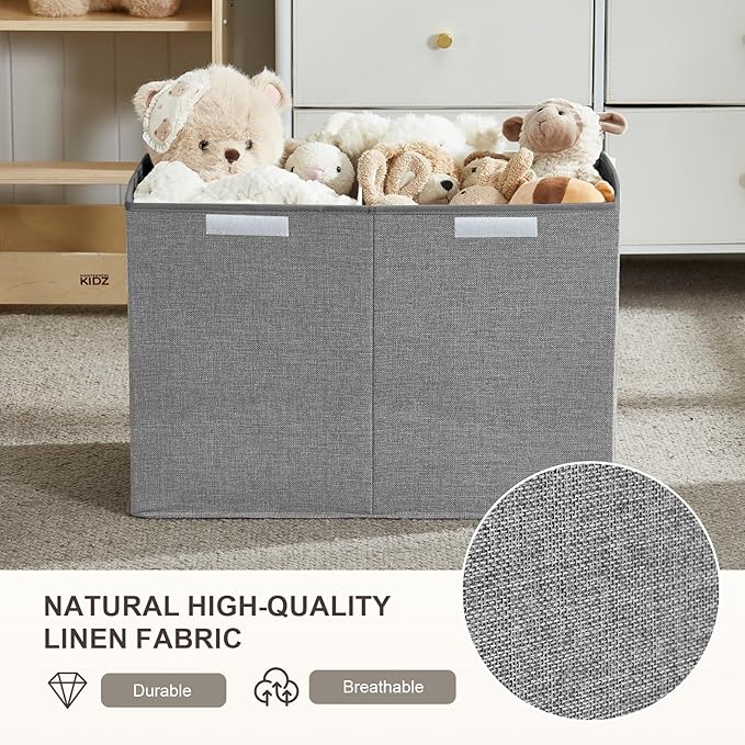 Large Toy Storage Box with Lid, Collapsible Toys Storage Organizer Bins with Dividers and Handles, Storage Chest Bin for Kids