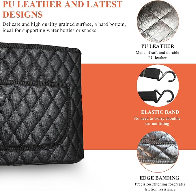 Car Purse Holder Between Seats, Large Capacity Leather Auto Front Seat Handbag Organizer Pocket, Backseat Barrier Storage Bag for Kids Pet, Universal Interior Car Accessories