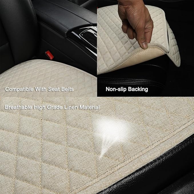 West Llama Linen Car Seat Covers,Bottom Seat Covers for Cars Include 2 Piece Front Driver Seat Pad Mat Universal Fits 90% Veh