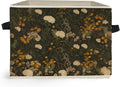 Vintage Rustic Floral Storage Box Bins, Dark Cottagecore Wildflower Collapsible Storage Basket Organizer for Bedroom Laundry 