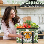 Reusable Grocery Bags Heavy Duty Shopping Bags Foldable Large Tote Bags with Long Handles & Hard Bottom