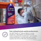 3M Perfect-It Gelcoat Medium Cutting Compound + Wax, 36106, 1 Quart, One-Step Process, P1500 and Finer Scratches, Fiberglass Oxidation Remover for Boats and RVs