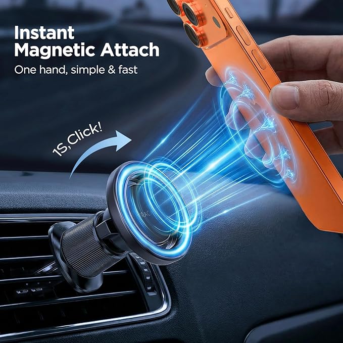 Miracase Car Phone Holder for Magsafe [Super Strong Magnets] Magnetic Phone Holders for Your Car, 360° Adjustable Air Vent Hands Free Cell Phone Mount Cradle Fit iPhone 17-12 & All Smartphones, Black