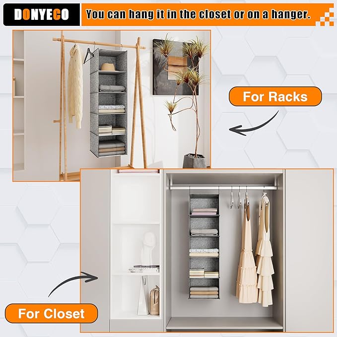 5-Shelf Hanging Storage Closet Organizer, Linen Rv Storage and Organization for Wardrobe, Inside, Camper Accessories, Nursery