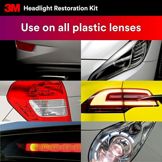 3M Headlight Lens Restoration Kit, Medium Duty 2-Pack, No Tools Required, Restores Cloudy Yellowed Plastic Lenses, Includes S