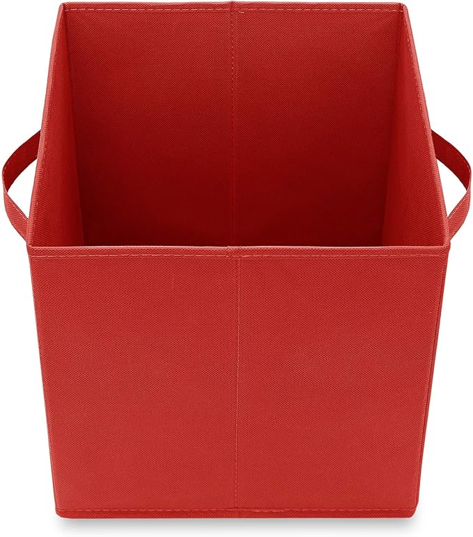 Casafield Set of 6 Collapsible Fabric Cube Storage Bins, Red - 11" Foldable Cloth Baskets for Shelves, Cubby Organizers & Mor